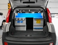 Laderaum des Fiat Panda mit Einrichtung von Syncro System